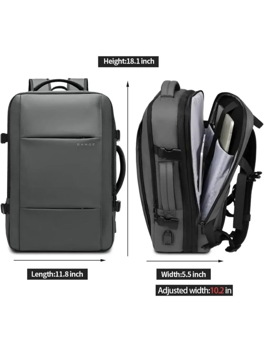 Expandable 35L Travel Backpack - Waterproof Carry-On, Gym & Laptop Daypack